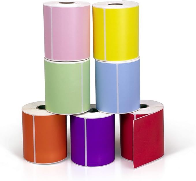 4" X 6" Direct Thermal Perforated Stickers Labels for Shipping Labels, Inventory, and Color Coding - Compatible with Zebra, Rollo, Godex and More (Teal, 6 Rolls)