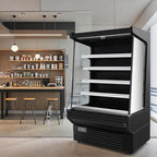 52" Display Refrigerators Open Air Food Refrigerated Display Case for Commercial Bakery Pastry Refrigerated Upright Display Cooler Case for Stores, Supermarkets, Bar, Shops, 36~41℉, Black