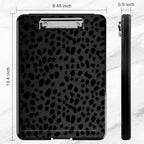 Clipboard with Storage,Plastic Storage Clipboard with Low Profile Clip, Heavy Duty Nursing Clipboards Foldable,Coaches Clipboard Case for Work, Teacher,Office School Supplies,Black Leopard Print