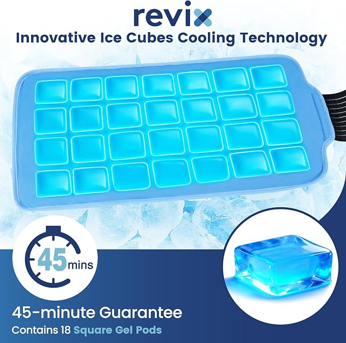 REVIX Large Ice Packs for Injuries Reusable, 45-Minute Long-Lasting Cold Therapy with Ice Grid Gel Design, Multi-Purpose Reusable Gel Cold Pack for Knee, Shoulder, Back, Elbow, Hip, Tight, 16 × 9"