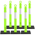 RoadHero 45 Inch Delineator Post with Base, Portable Lime Green Traffic Delineator Posts Cones with Reflective Collars for Parking Lots, Road Safety, Construction Events (6 Pack)