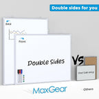 MaxGear White Board for Wall, 24" x 18" Double Sided Dry Erase Board, Magnetic White Board Hanging Whiteboard for Home, School, Office