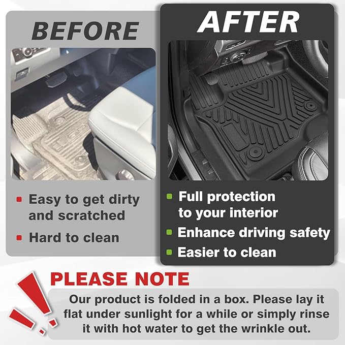TripleAliners Floor Mats Compatible with Ford 2017-2025 2026 F250/F350/F450 Floor Mats Super Duty Accessories Crew Cab 1st & 2nd Row Floor Liners TPE All Weather Protection Heavy Duty Custom Fit