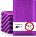Fuxury Bubble Mailers 4x8 Inch Purple 200 Pack Padded Envelopes Usable Size 4x7" Thick Mailing Envelopes Bubble Opaque Padded Mailers Shipping Bags for Mailing Jewelry Makeup Small Business#000
