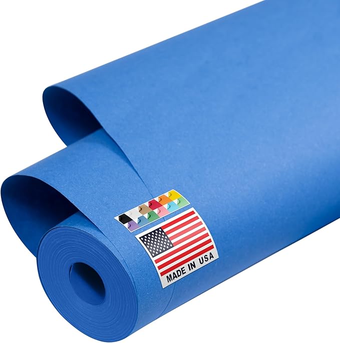 USA Made 48" x 1200" Dark Blue Kraft Paper Roll, 45 lbs Thickness, Kraft Paper for School, American Quality Colored Kraft Paper, Bulletin Board - Non-Toxic, Odorless, Safe for Kids