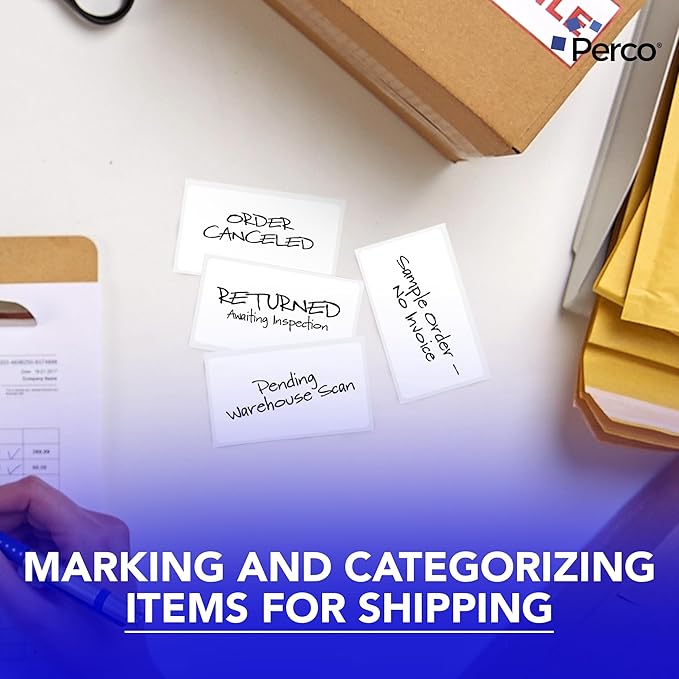 Perco White 3x5 Inch Perforated Sticker Labels — 150 Stickers Per Roll — with Permanent Adhesive for Inventory Management, Color Coding, Moving Boxes, Retail, Organizing, Crafting & More — Made in USA