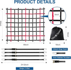 Cargo Net for Pickup Truck Bed with 4Pcs Ratchet Tie-Down Straps, 50"x66", (WLL) 1100lbs, Heavy Duty Storage Netting for Trailer's Cargo Carrier