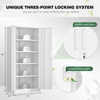 Greenvelly Metal Garage Storage Cabinet,Steel Lockable Storage Cabinet with 2 Doors and 4 Adjustable Shelves,Tall Metal Cabinet Locking File Cabinet for Office,Home, Garage, Gym, School