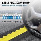 VEVOR 5 PCs TPU Cable Protector Ramp - Heavy Duty 2-Channel Speed Bumps for Road, Odor-Free Eco-Friendly TPU with TPR Cover, for Driveway, Hose, Floor Cord Cover, 22,000 lbs/Axle Capacity