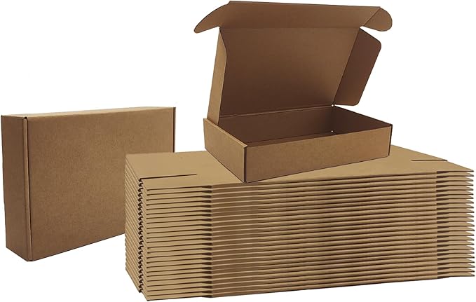 10x6x2 inches Shipping Boxes Bulk 25 Pack Brown, Corrugated Cardboard Box, Mailer Boxes for E-commerce Packaging and Holidays Gift, Small Giving Boxes for Wrapping Mailing Present