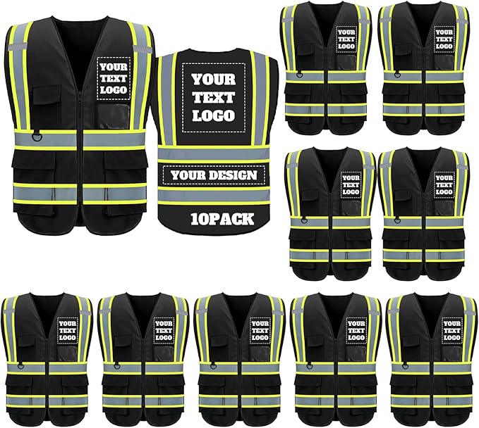 BeautyWill Custom Safety Vest Logo Class 2 High Visibility Reflevtive Vest Outdoor Protective Workwear