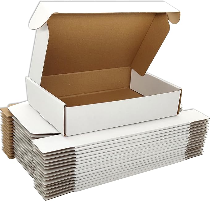 Small White Shipping Boxes for Small Business Pack of 25-9x6x2 inches Cardboard Corrugated Mailer Boxes for Shipping Packaging Craft Gifts Giving Products