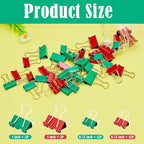 BAYTORY 40Pcs Binder Clips Colored, Christmas Binder Clips Assorted Sizes, Medium Small Binder Paper Clamps Combination, with Clear Storage Container, for School & Office Supplies (Red & Green)