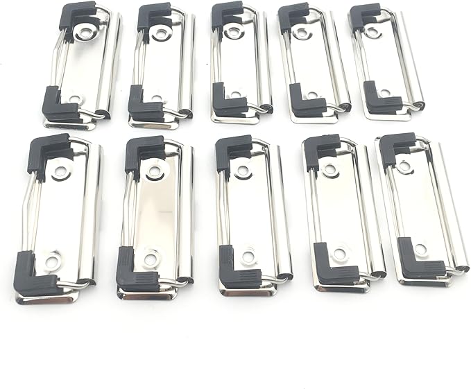 Shuokecrafts10 Pack Metal Clipboard Clips with Rubber Grips and Hanging Hole (7cm with Rubber Grip)