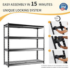 The Atlas 72" W Heavy Duty Garage Shelving Load 8000 Lbs, 4 Tier Metal Storage Shelves, Adjustable Industrial Steel Rack for Warehouse Basement Shop, 72" W x 24" D x 72" H, Black