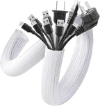 AGPTEK Cable Sleeve Cover, 20ft - 4/5 inch Desk Cord Organizer Cable Hider, Home Office Wire Management Computer TV Wire Loom Tubing, Pet Proof Cord Protector, from Cat Dog Chewing, White
