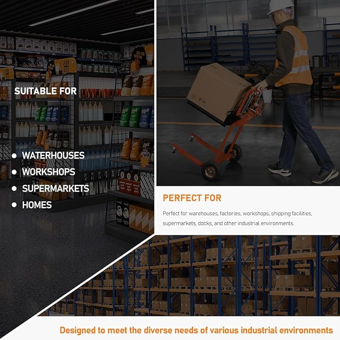 Material Lift Winch Stacker, 330 lbs Capacity Table Cart, 40.5" Lifting Height Manual Forklift Stacker, Pallet Jack Truck Dolly with Swivel Casters and Lift Plate (Orange)