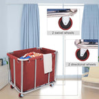 12 Bushels Laundry Cart for Commercial/Home,Heavy Duty Large Stainless Steel Rolling Laundry Basket with Wheels，for Hotel, School, Laundry,260LBS Load