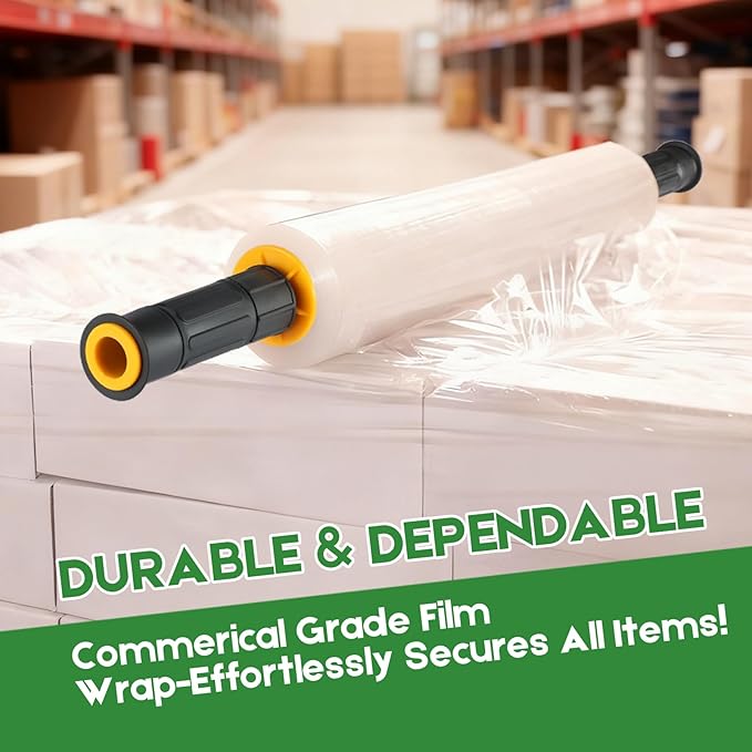 2 Rolls Stretch Wrap 15"x1000 Feet Stretch Film Shrink Wrap Packing Moving Suppliers for Shipping Moving Suppliers Packing Pallet Wrapping Surface Protection 60 Gauge (2 Rolls)