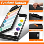 2 Pcs 11 x 17 Inch Aluminum Clipboard with Storage Metal Clipboard High Capacity Clip for Student Teacher Nurse, Black