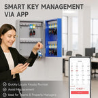 WeHere 32 Key Lock Box (Plus) Wall Mount, APP Bluetooth/OTP/Wi-Fi/Fixed Code/Key Unlock, Smart Key Cabinet with Tag, Key Organizer Holder box Management Directory for Office, Valet, Car,Truck