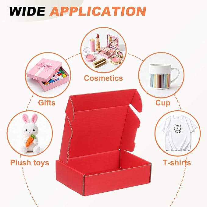 PATIKIL 6 x 4 x 1.6 Inch Shipping Boxes, 30 Pack Color Corrugated Cardboard Box Cute Carton Boxes Literature Mailer for Mailing Packaging Small Business Gift Storage, Red