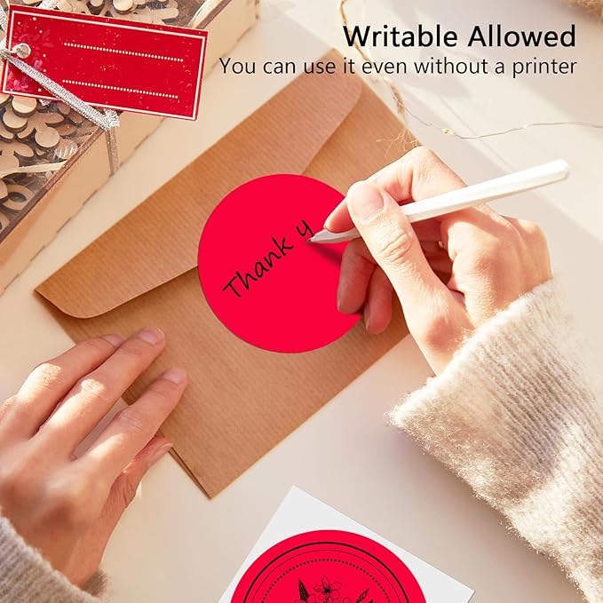 3 X 3 Inch Round Thermal Labels Circle Color Coding Labels Printable Waterproof 500PCS Round Stickers Adhesive Writable for Office, Home, Garage, DIY Sticker, Name Tag,Red