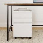 Mount-It! 3 Drawer File Cabinet with Lock and Wheels, Under Desk Storage Filing Pedestal for Home Office, No Assembly Small Rolling File Cabinet for Legal, Letter, and A4 Files in White
