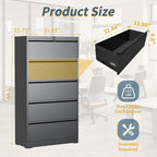 5 Drawer File Cabinet with Lock, Lateral Filing Cabinets,Metal Storage Filing Cabinets for Home Office, Heavy Duty File Cabinet for Letter/Legal/A4/F4 Size Amssebly Required, Black