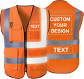 Personalized Safety Vest Custom High Vis Vest Customize Logo Safety Vest with Reflective Strip 5 Pockets Workwear