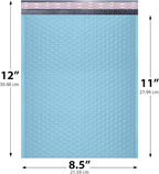 Light Blue Poly Bubble Mailers 8.5x12 inch #2 | Self Seal Padded Envelopes | Cushioned Bubble Mailer | Usable Size 8.5x11 | Water Proof | Lightweight mailing Shipping Bags | 100 Pack Bulk