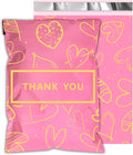 Thank You Poly Mailers 10x13 Inch 25 Pcs - Heart printed Shipping Bags, 2.4mil Thickness, Waterproof and Tear Resistant Mailing Envelopes, Self-Sealing Packaging Bags for Clothing
