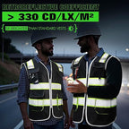 BeautyWill Custom Logo 10 Pockets Safety Vest Class2 ANSI Certified High Visibility Reflective Vest