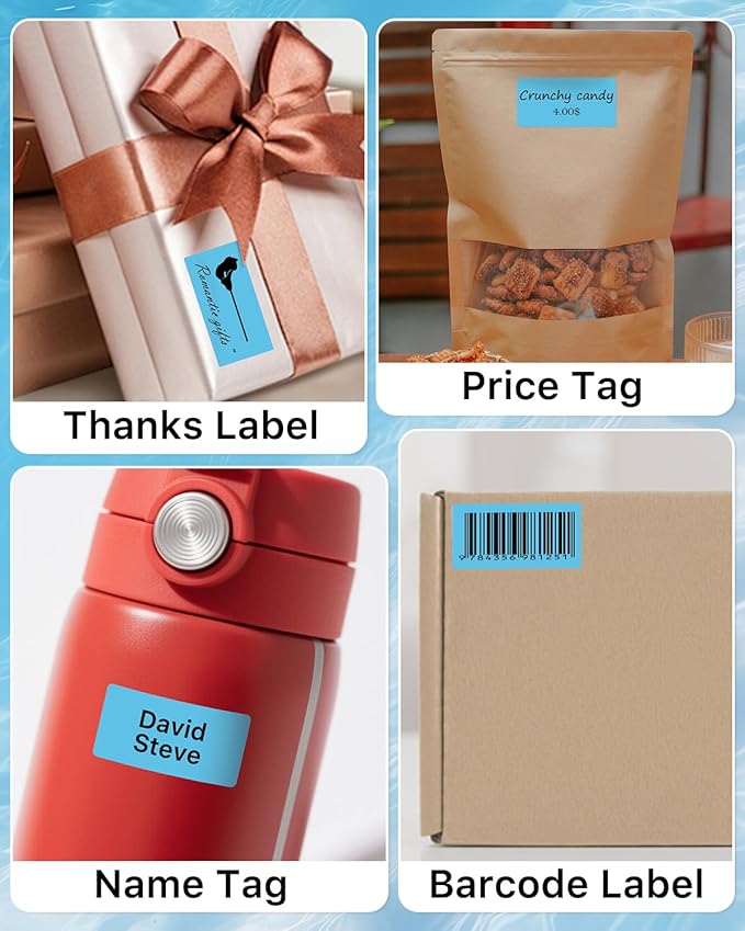 iEager 2x1 Inch Thermal Labels, Blue Rectangle Thermal Printer Stickers, Durable Shipping Label Printer Sticker for Barcode, Name, Address, 1000 Labels/Roll