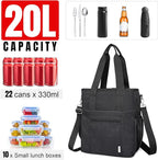 NOL Insulated Lunch Bag for Women, Large Spacious Lunch Tote Bag With Removable Adjustable Shoulder Strap with Multi Pockets,Leakproof Cooler Bag,Lightweight Nylon Waterproof Lunch Box For Work,Black