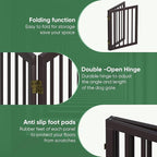Brown Freestanding Foldable Pet Gate - 2 Panels, Metal Support Feet, Room Divider for Doorways & Bedroom