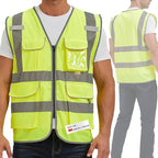 SIFE Reflective Safety Vest High Visibility Vest With 7 Pockets And YKK Zipper, ANSI/ISEA Class 2 Standard, Made With 3M Reflective Tape(03Y-Yellow,M)