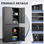 Metal Storage Cabinet with with Drawer, Garage Storage Cabinet with Locking Doors and Adjustable Shelves for Garage, Home Office,Warehouse (Black)