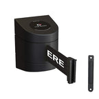 Crowd Control Warehouse - CCW Series WMB-220 Fixed Wall Mount Retractable Belt Barrier - 15 Foot, Black"Please Wait HERE" White Letters Belt with Black ABS Case