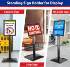 Business & Store Sign Holders 8.5x11inch 3Pack Adjustable Floor Standing Sign Holder with Heavy Duty Display Stand (Black, Silver)