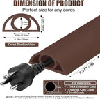 Floor Cord Cover Self Adhesive Cord Hider,3.3FT Cable Management, Extension Strip Protector for Wires, Prevent Cable Trips for Offices, Gyms, Exhibitions Cavity:0.3"(W) x 0.28"(H) Coffee