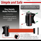 DuraSteel Wall Mount Retractable Belt Barrier - 9.2 Ft Red Safety Belt in Sturdy Black Casing - Guardian 1.0 Indoor & Outdoor Do Not Cross Caution Tape for Crowd Control Queue Barrier, Line Divider