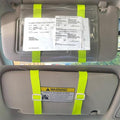 Car Registration and Insurance Holder Visor - Durable Elastic Band & Buckle Closure - Conveniently Stores Documents - Essential Car Accessory (Neon Yellow / White), Made in USA