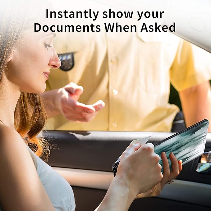 Car Registration and Insurance Holder, Leather Car Glove Box Organizer, Cool Car Accessories for ID, Driver's License Cards & Essential Document,business cards,Men&WomenNature Mountain Forest