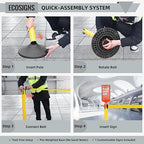 ECOSlGNS 6 Pack Stanchions with 10ft Retractable Belts - Yellow Stanchion Posts Set Crowd Control Barriers Line Dividers with Weighted Rubber Base & Sign Holders for Queue Management