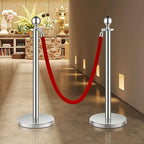 VEVOR Stanchions and Velvet Ropes 4Pcs, Hollow Base with Stainless Steel Post, 2 Red Velvet Ropes and Posts, Crowd Control Barriers Silver Stanchions, Red Carpet Runner Poles for Party Supplies