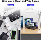USB~C Charger Block, 300W 22 Port (11 USΒ A & 11 USΒ~C) USB Charging Station for Multiple Devices, Desktop Wall Fast Charger with Storage Dividers, USΒ Power Strip Suitable for Home Office School