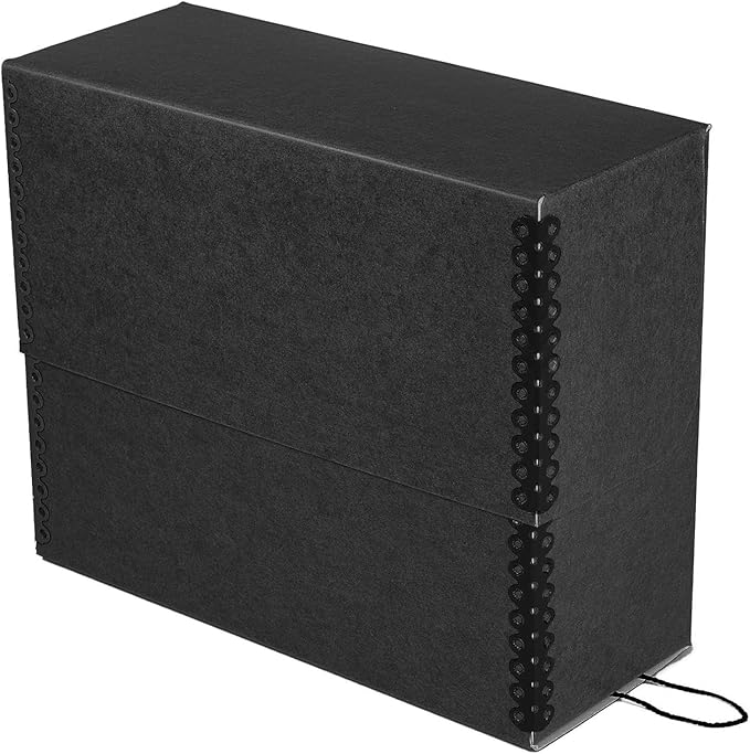 Lineco Archival Document Storage Box with Metal Edge, Acid-Free Black Boxboard, Organize and Store Files, Prints, Photos, Letter-Sized Case 12.5" x 10.5" x 5" Wide