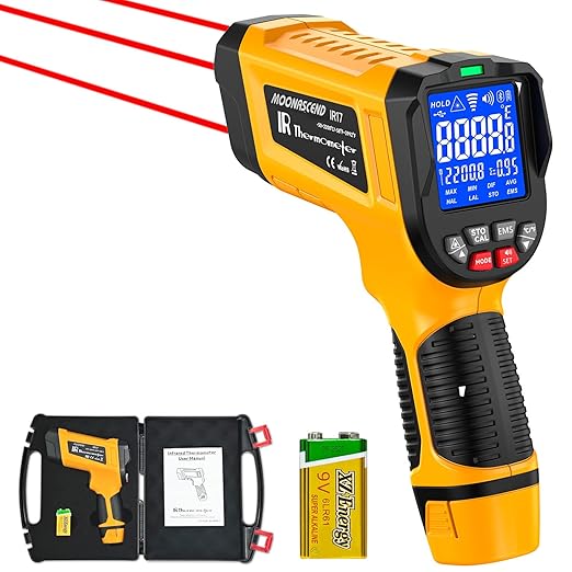 -58°F to 3992°F High-Temp Infrared Temperature Gun, Industrial Laser Thermometer Gun High Precision Triple Laser Non-Contact Pyrometer Termometer for Furnace, Kiln, Forge, Furnace, Engine, HVAC