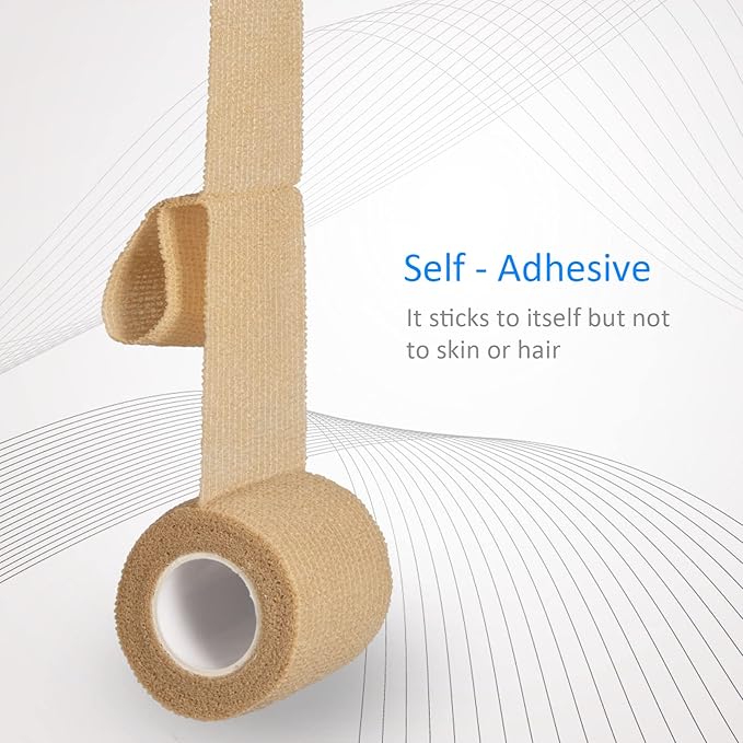 12Pcs 2'x 5 Yards Elastic Bandage Wrap Self Adherent Cohesive Wrap Bandages for Wrist Ankle Vet Tape for Dogs Athletic Swelling Sprains Tape Grip Cover (Skin Color)